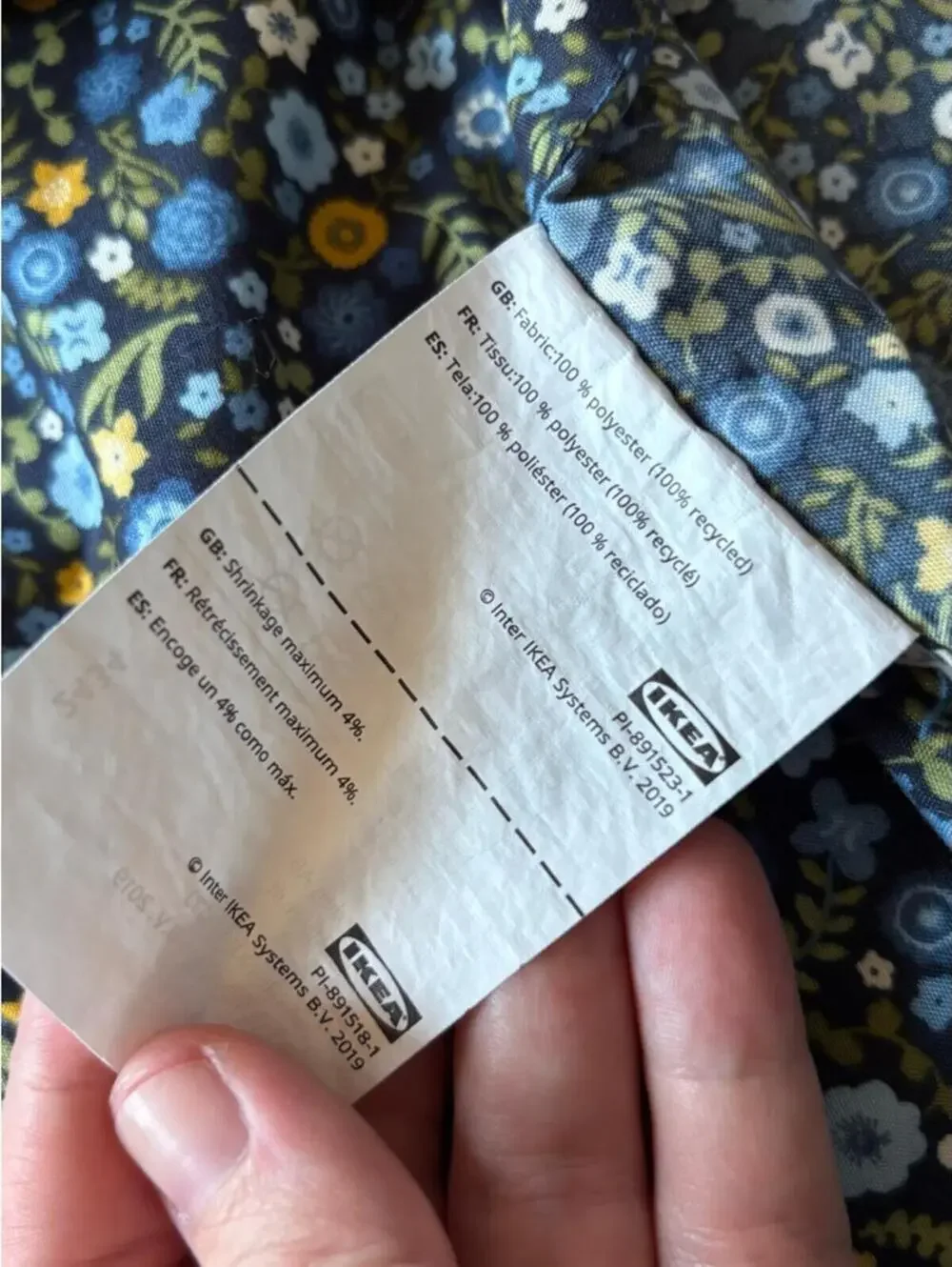 Set of 2 IKEA Navy Blue Floral pillowcases with Yellow and Light Blue Accents